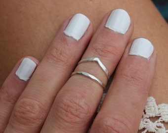 Sterling silver knuckle ring, stacking rings - midi rings, mid finger ring, knuckle ring set, silver rings