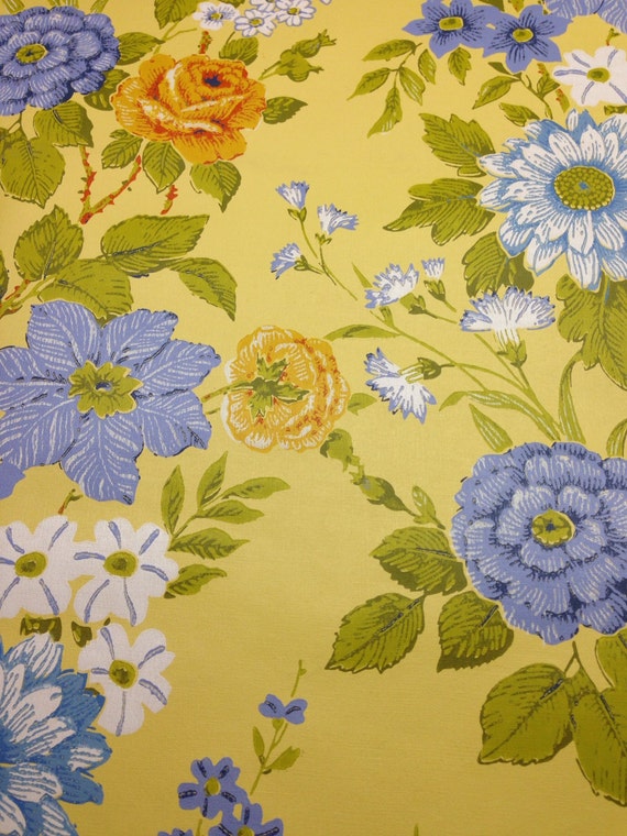 Vintage Wallpaper 1960's Yellow Background with by PriorMemories