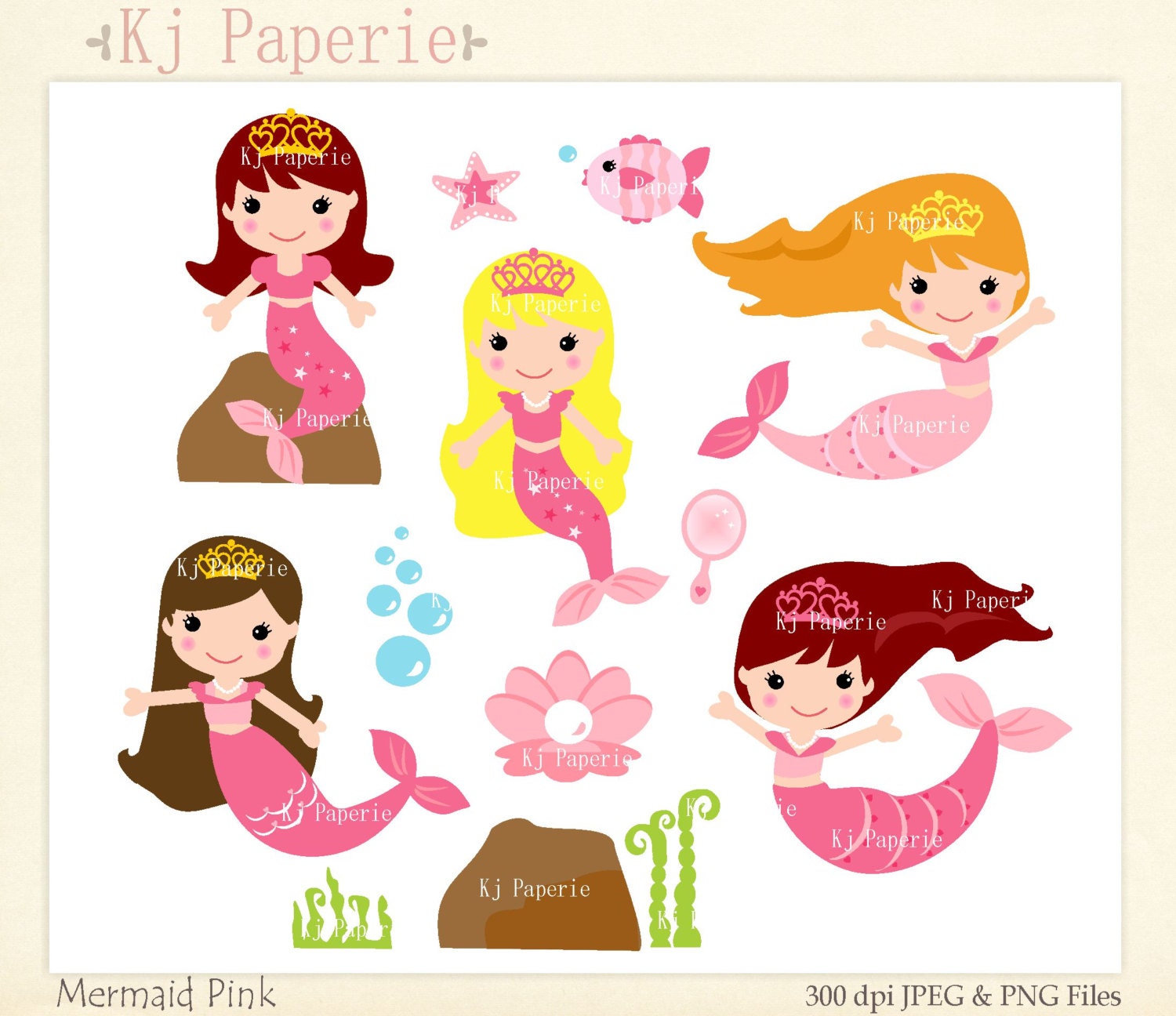 Mermaid Clip Art Little princesses mermaid Clip art