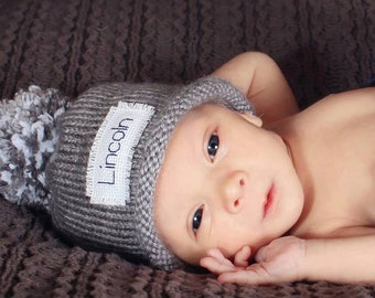 Monogram baby boy winter hat, Baby Boy hat, Personalized hat, knit baby hat, Newborn, baby girl hat, baby, baby shower, new baby, Preemie