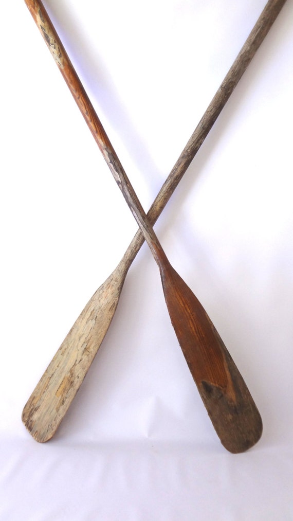 VINTaGE WOOdEN OARs ROWiNG HOmE DEcOR LAKEsIDE COTTaGE BEAcH