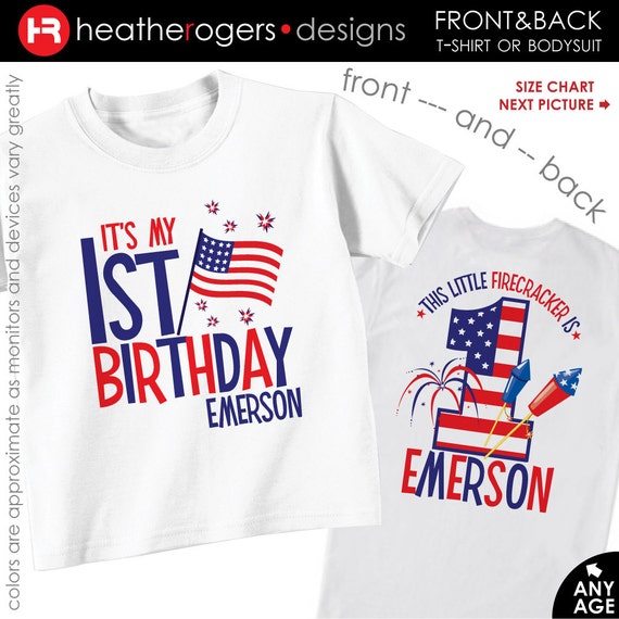 4th of July Birthday Shirt or Bodysuit by HeatherRogersDesigns