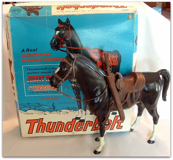 Vintage Louis Marx Thunderbolt Black Horse Johnny West 1965