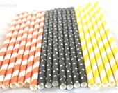 25 candy corn MiX PaPer Straws--- with Free Printable Flags Il_170x135