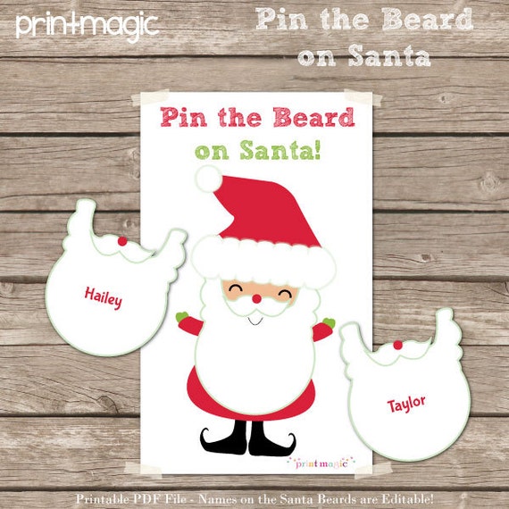 Pin the Beard on Santa Jolly Santa Printable Party by printmagic