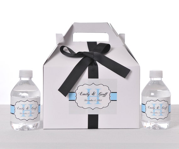 25 Wedding Favor Box / Welcome Box Labels Gable Wedding Box Set with 50 Water Bottle Labels Il_570xn