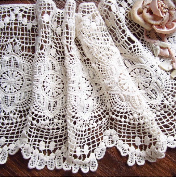 crochet cotton lace trim, vintage style fabric trim lace, antique lace ...