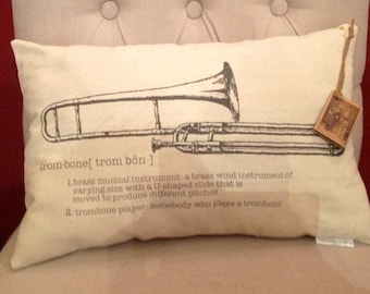 Trombone or Guitar Instrument Pillow