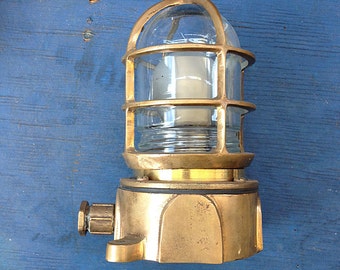 Brass Lantern Glass Nautical Beach Decor Vintage Restored by SEASTYLE