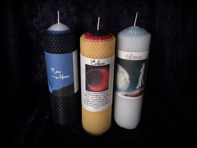 Lunar Candle Trio New Moon Full Moon & Eclipse Candles