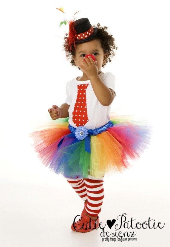 Sale Tutu Skirt - Halloween or Birthday Costume - Rainbow - Cutie Patootie Clown - 3-4 Toddler Girl - Cutie Patootie Designz Il_570xn