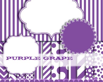 Purple digital paper chevron paper clip art stripe polka dot paper, purple frame clip art : p0176 3s3450 IP
