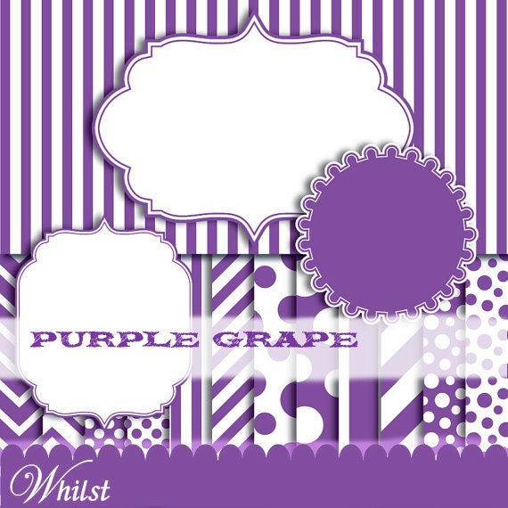 Purple digital paper chevron paper clip art stripe polka dot paper, purple frame clip art : p0176 3s3450 IP Il_570xn