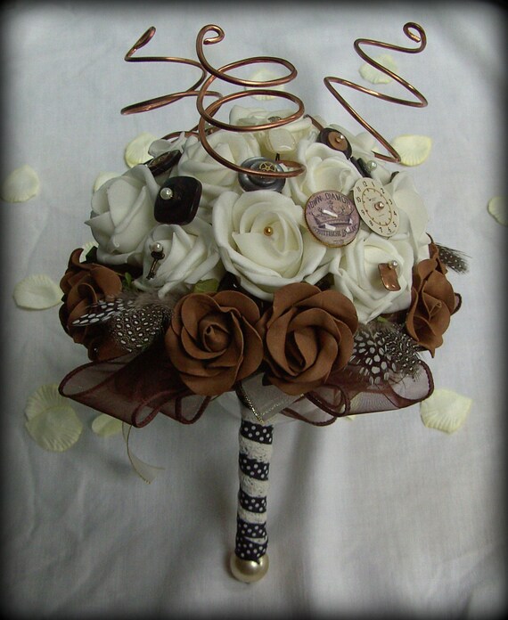 Ivory rose Steampunk brides bouquet