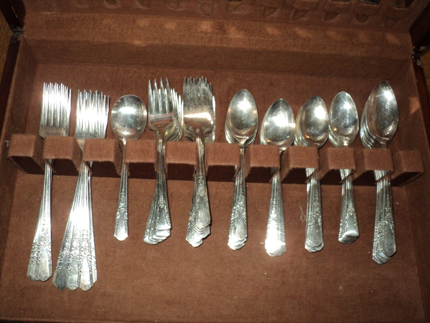 Antique 62 Piece Silver plated Silverware Set of Extra Silver