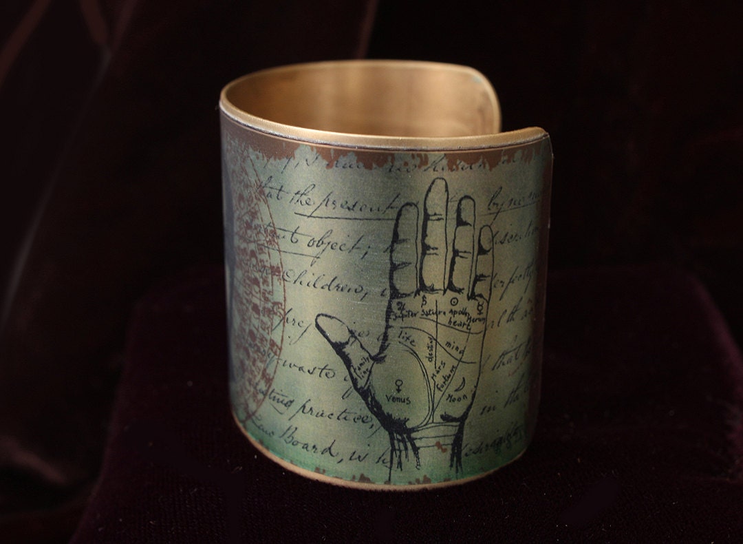 Large size Brass Cuff with graphic The by GypsyTearsJewelry