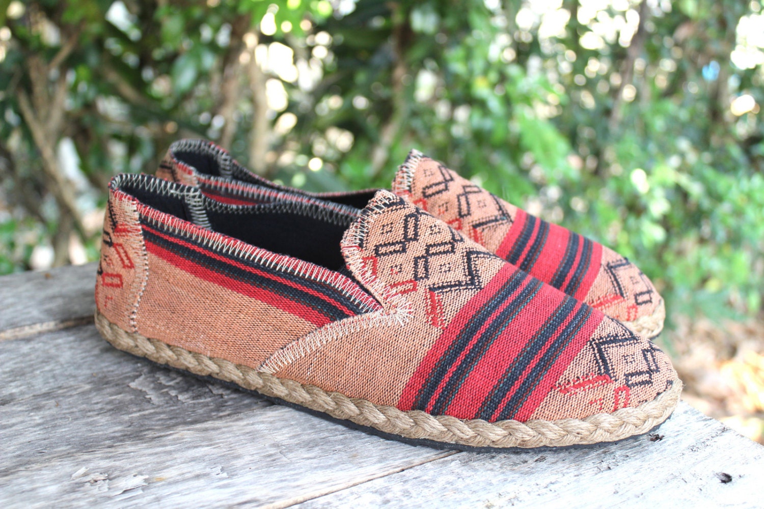 Tribal Mens Loafer Shoe in Ethnic Naga Textiles Vegan