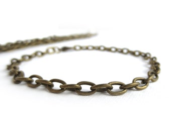 5 Antique Brass Chain Bracelets