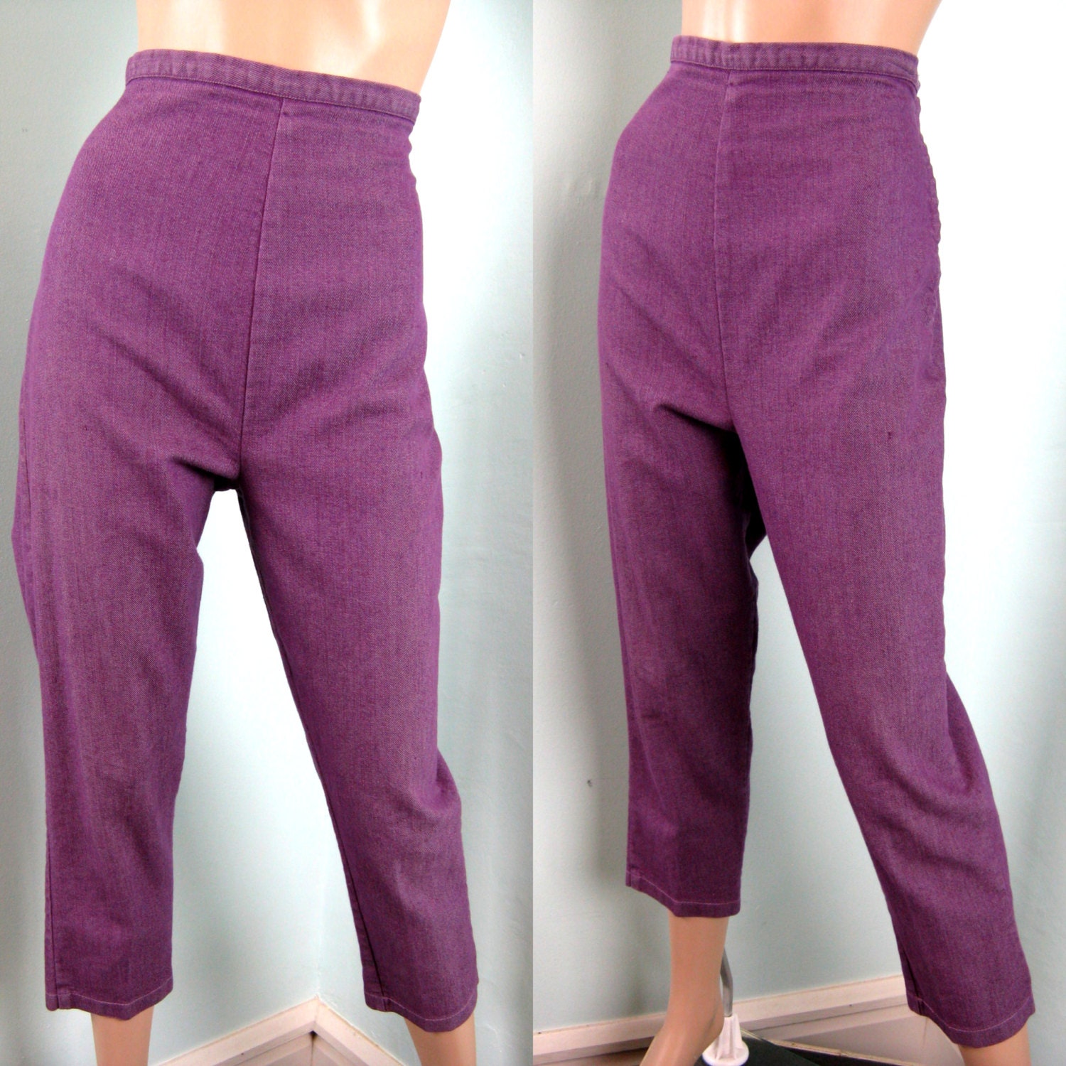 Vintage 1950s Purple Pedal-Pushers 50s Pants by TravelingCarousel