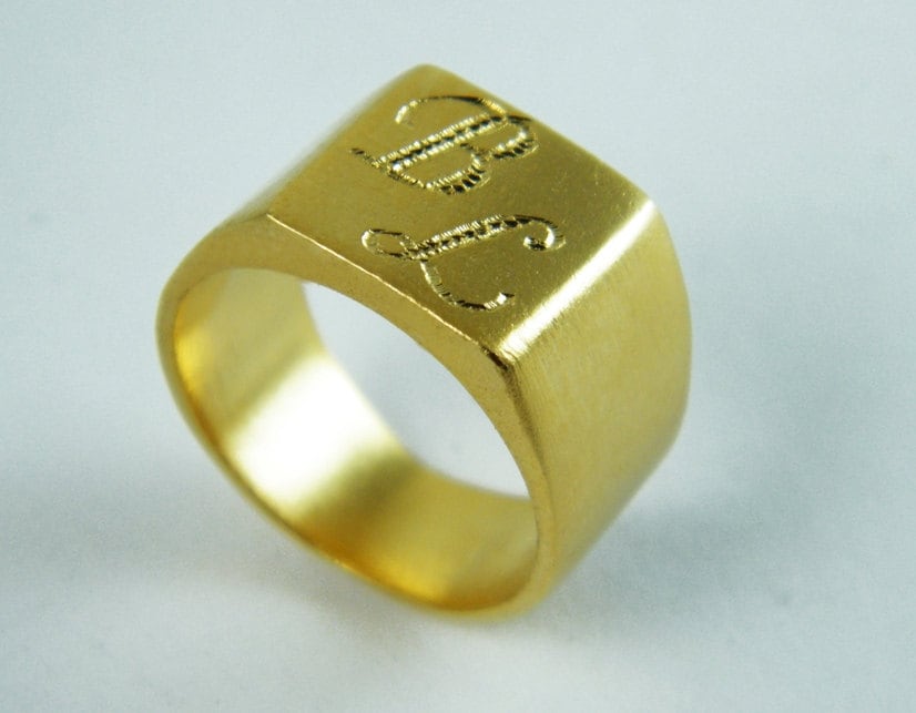 Monogram signet ring personalized signet ring mens signet ring