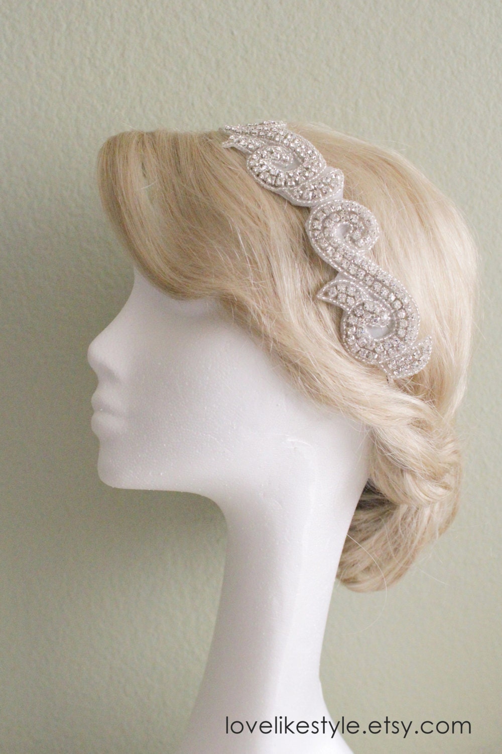 Crystal Rhinestone On Silver Metal Headband By Lovelikestyle