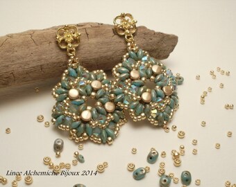 How to make Pellet earrings, Jasper earrings,earrings tutorial with Superduo and Pellet beads