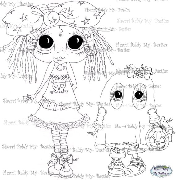 INSTANT DOWNLOAD Digital Digi Stamps Big Eye Big Head Dolls Digi Fairy Kitty Bestie Beastie TM By Sherri Baldy