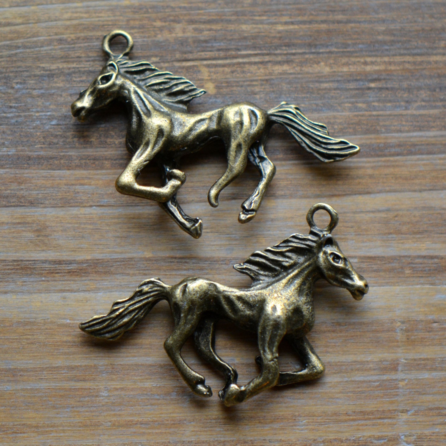 Large Running Horse charms in Antique Bronze Colt Charm