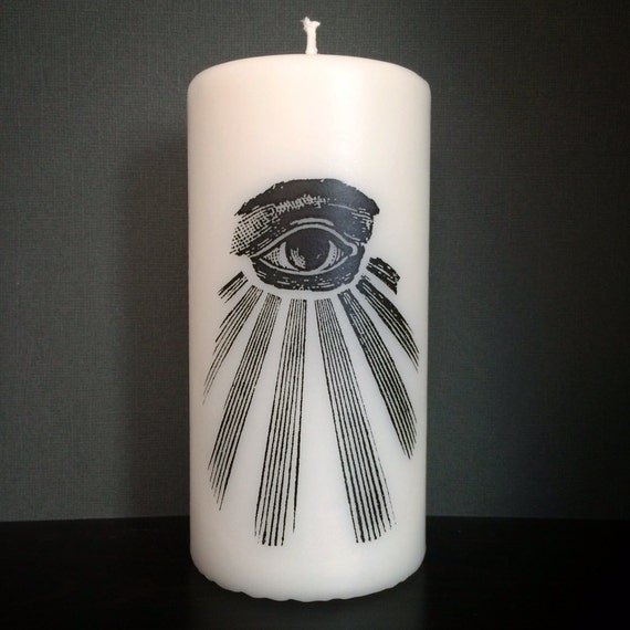 Candle Eye of Providence White Occult All by BurkeHareCo