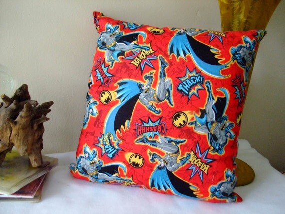 Items similar to Small Pillow Batman Square Decorative Accent Travel on Etsy