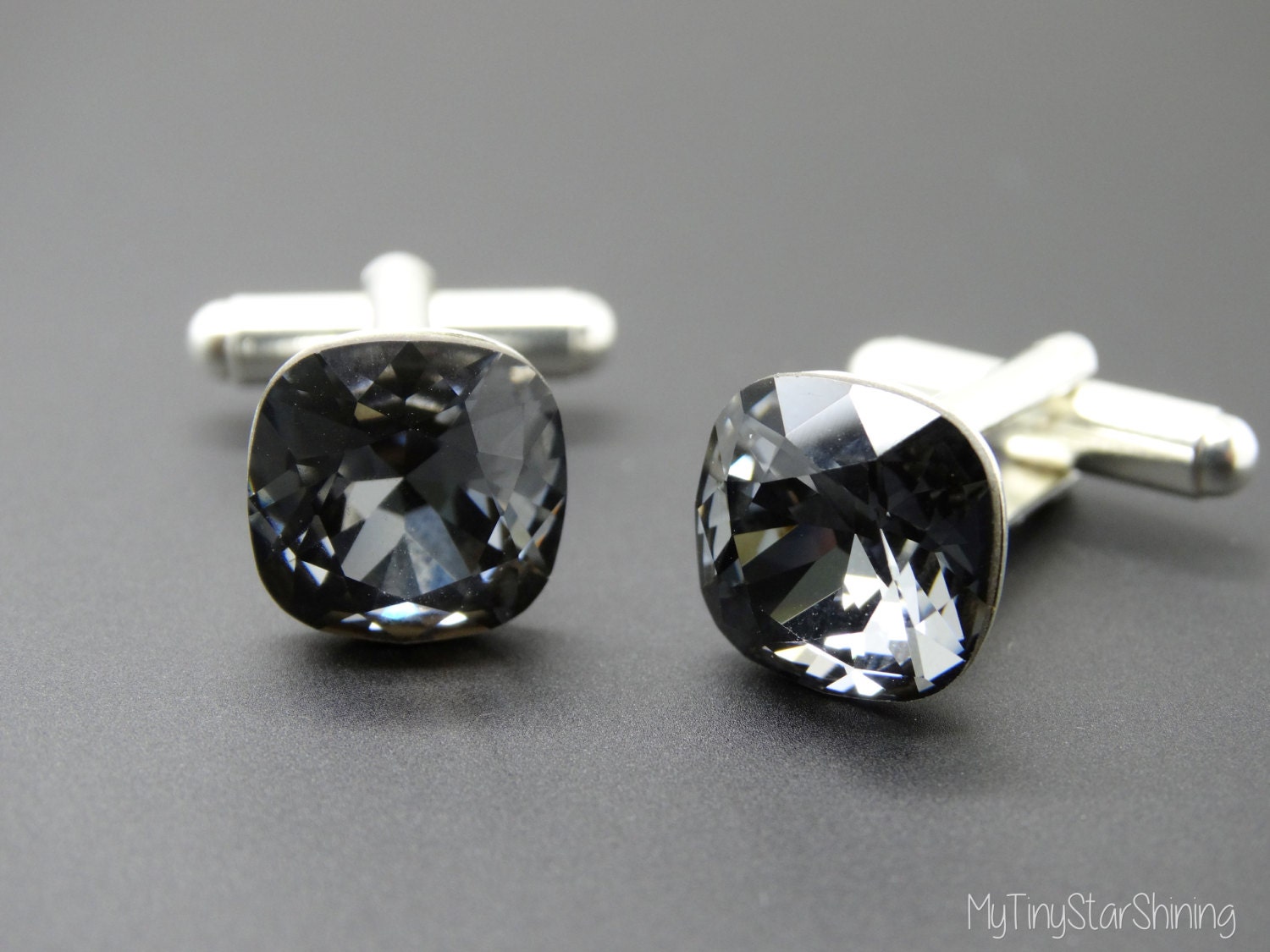 Cufflinks Mens Silver Crystal Swarovski Cufflinks Groomsmen