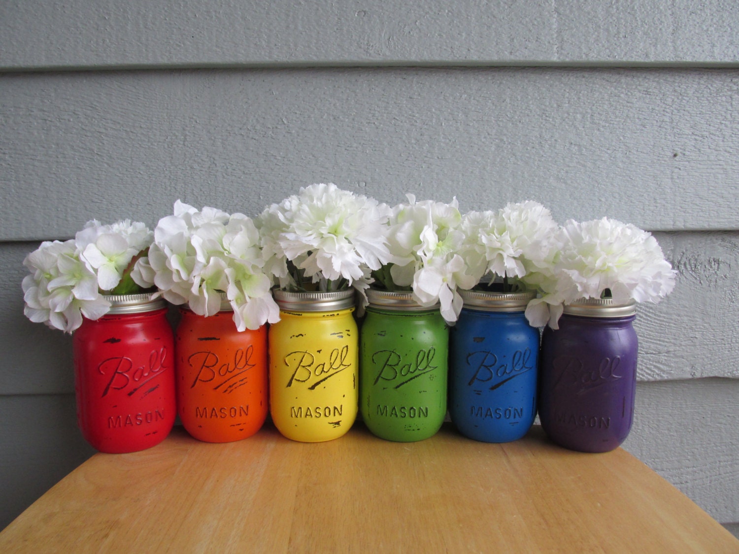 Painted And Distressed Ball Mason Jars RAINBOW Set Of   Il Fullxfull.581462006 Fuu0 