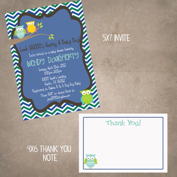 Look Who's Having a Baby Boy/birthday Invite and thank you note combo-Print your own Il_570xn