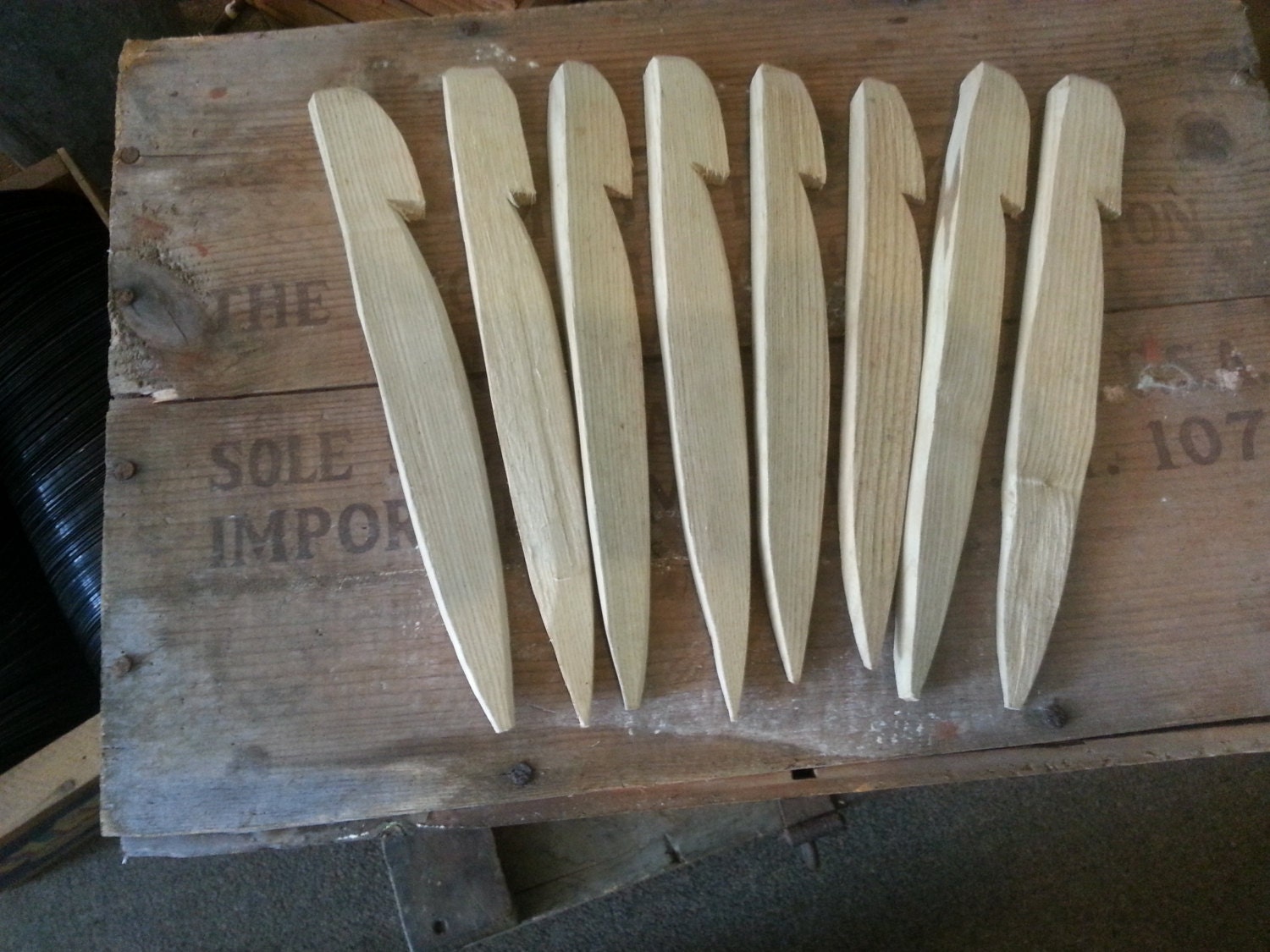 Set of Eight Vintage World War II Tent Stakes British