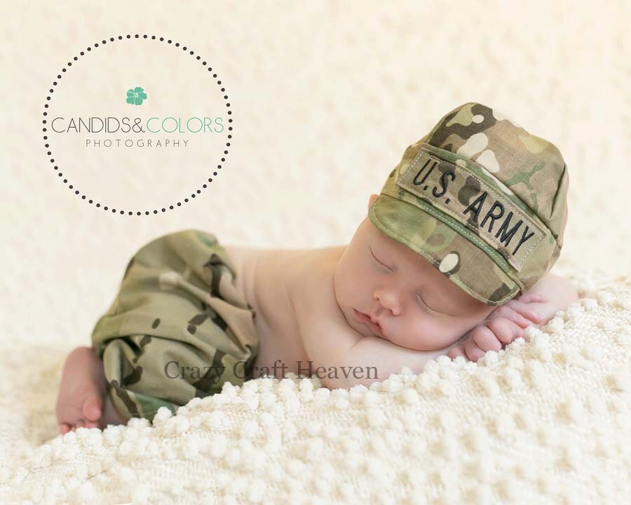 Baby Multicam Outfit Army hat and pants set Multicam hat and