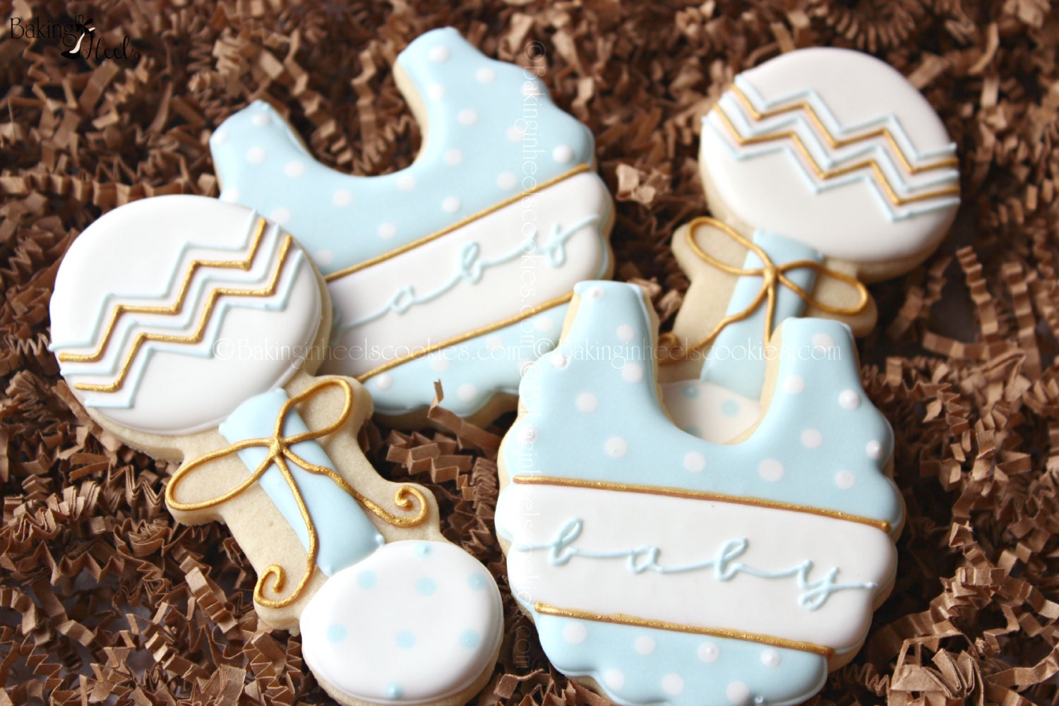 Baby Bib and Rattle Cookies Baby Shower Cookies It's A