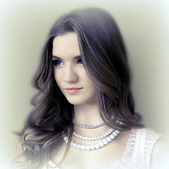 Bridal Necklace Pearl Rhinestone Wedding Necklace Il_570xn
