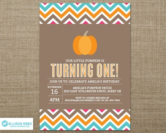 Chevron Pumpkin Birthday Invitation - Pumpkin Birthday - Pumpkin Invitation - Fall invitation - Pumpkin Printable - Pumpkin Patch - Harvest Il_570xn