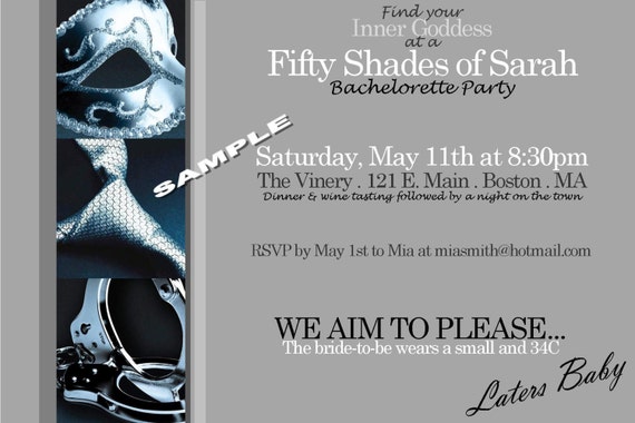 Items Similar To Fifty Shades Of Grey Bachelorette Party Invitation On Etsy 