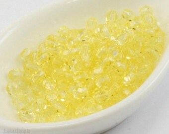 Yellow 4mm Beads (50) Czech Fire Polished Faceted Glass last