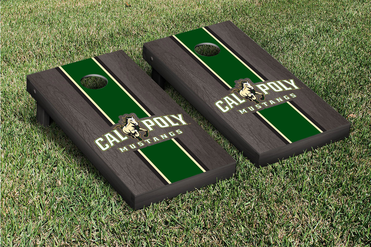 Cal Poly Mustangs Black Stained Cornhole Boards by JRHCornhole