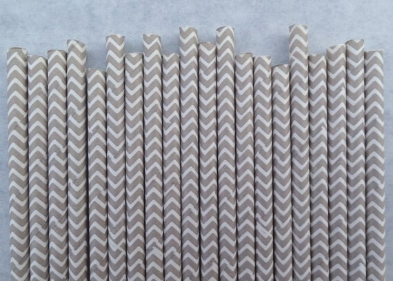 Chevron Paper Straws, Grey, 50 Pack, Gray Baby Shower Chevrons Il_570xn