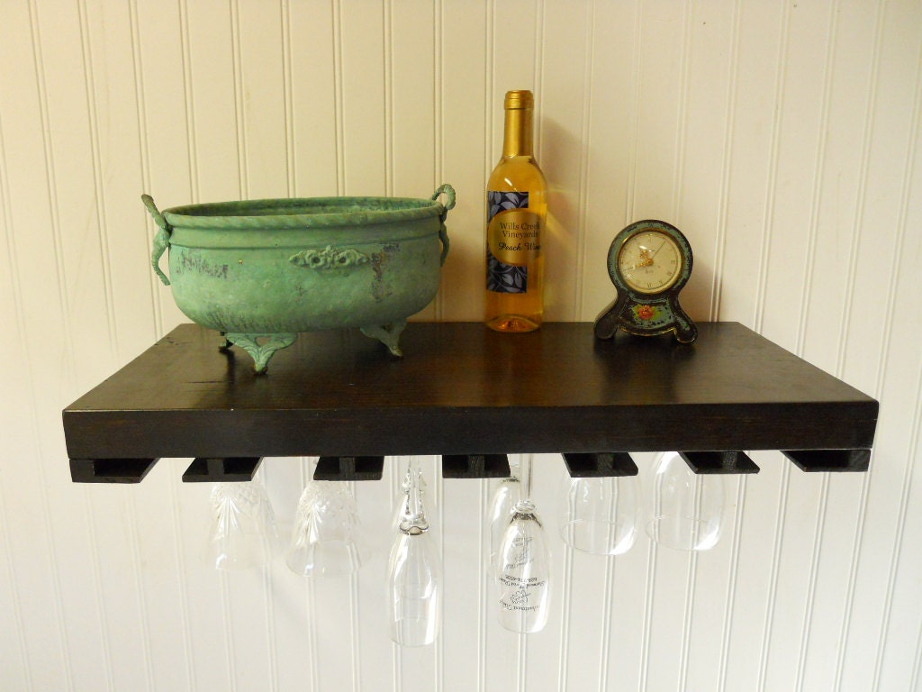 Slim Line Stemware Holder Floating Shelf by DavidnVicki on Etsy