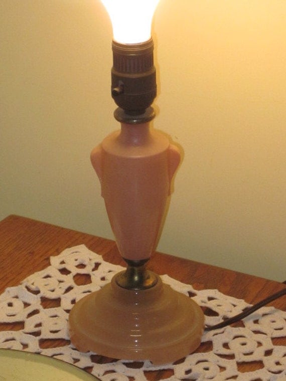 Vintage Pink Depression Glass Table Lamp