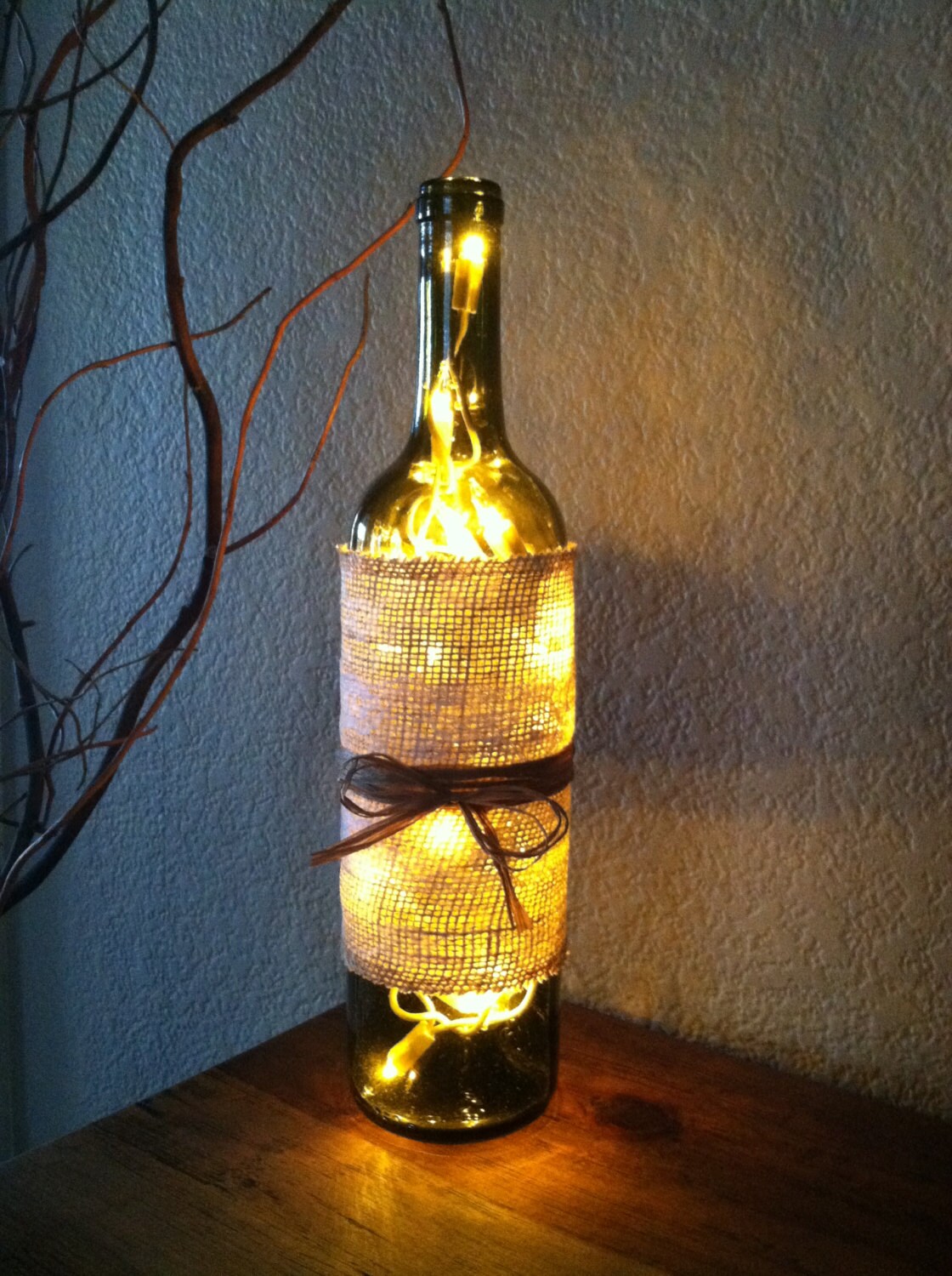 burlap wine bottle