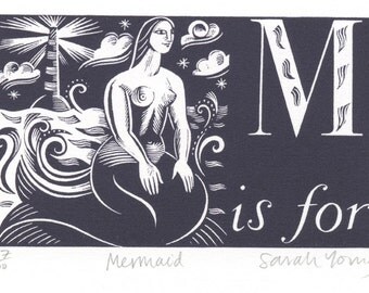 M is for Mermaid- Alphabet Silkscreen Print