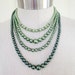 vintage green pearl four strand with rhinestone accents necklace, mad men inspired, fall jewelry