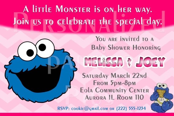 Items similar to Baby Cookie Monster Baby Shower Invitation Downloaded ...