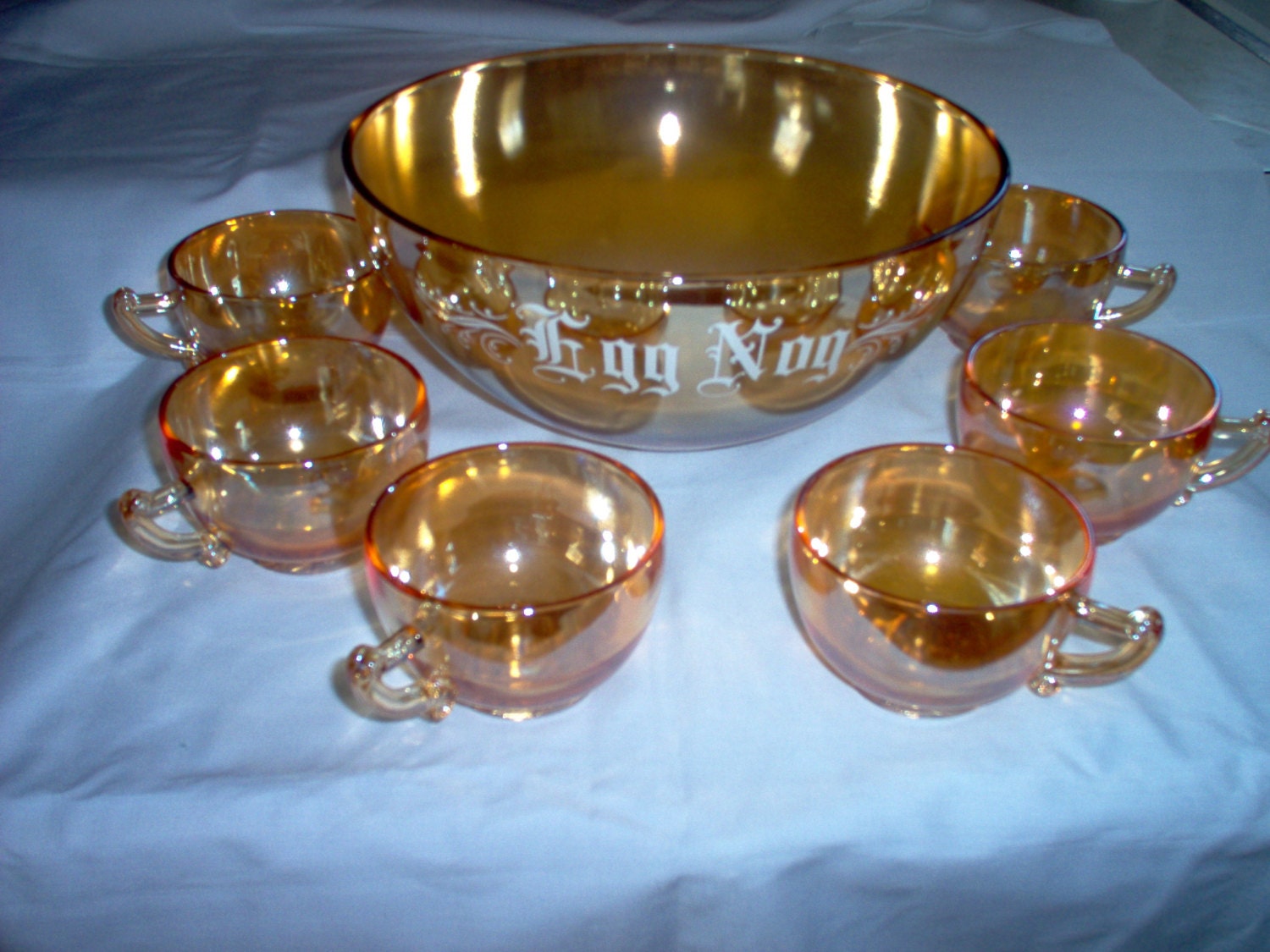 Vintage Carnival Glass Egg Nog Set Egg Nog Set Vintage