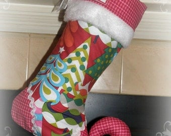 Christmas stocking with personalized name tag - elf stocking